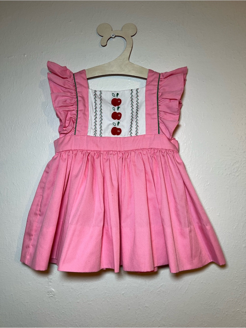 The Proper Peony Pink Ruffle Sundress with Apple Embroidery size 18 months